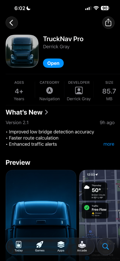 TruckNav Pro App Hero Screen